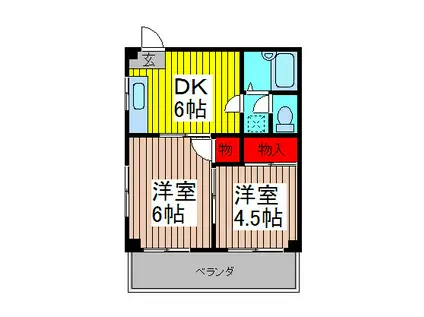 クレール川上(2DK/3階)の間取り写真