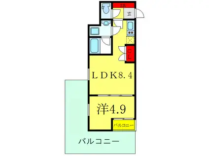 BEVERLY HOMES赤塚公園II(1LDK/地下階)の間取り写真