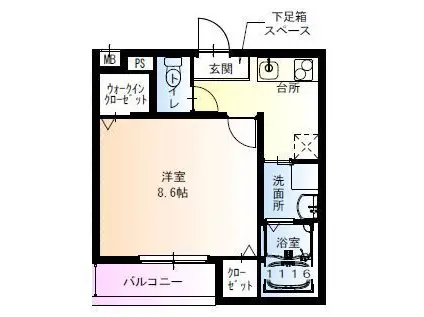 フジパレス高井田本通(1K/1階)の間取り写真