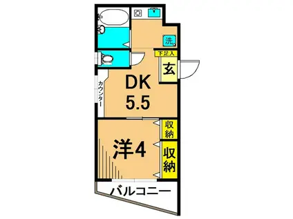 田園マンション鮫洲(1DK/3階)の間取り写真