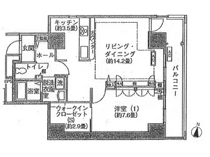 シティコート目黒II(1SLDK/11階)の間取り写真
