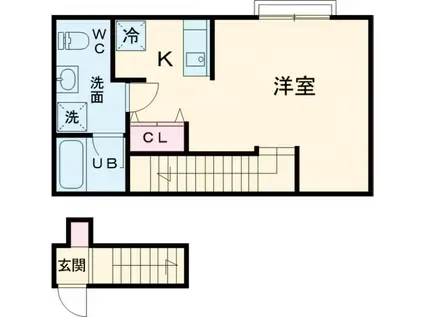 勝原区山戸アパート(ワンルーム/2階)の間取り写真