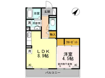 ボナール(1LDK/3階)の間取り写真