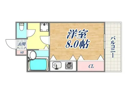 ゴールドハイツ祇園(1K/6階)の間取り写真