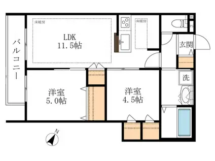 グランハウゼ国分寺(2LDK/3階)の間取り写真