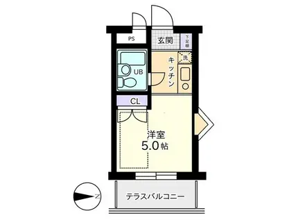 信開ウエラコート足羽(1K/3階)の間取り写真