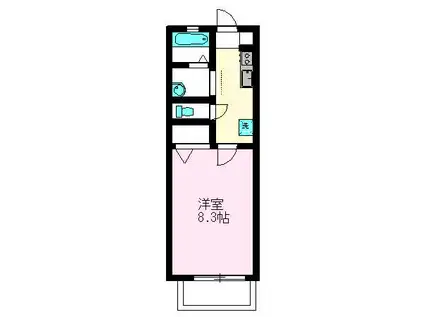 シャーメゾンパルモア(1K/2階)の間取り写真