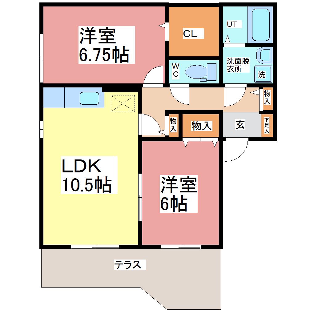 サラエYS B棟(2LDK/1階)の間取り写真