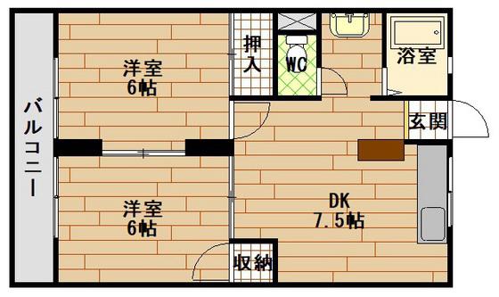 戸坂ラックビル(2DK/4階)の間取り写真