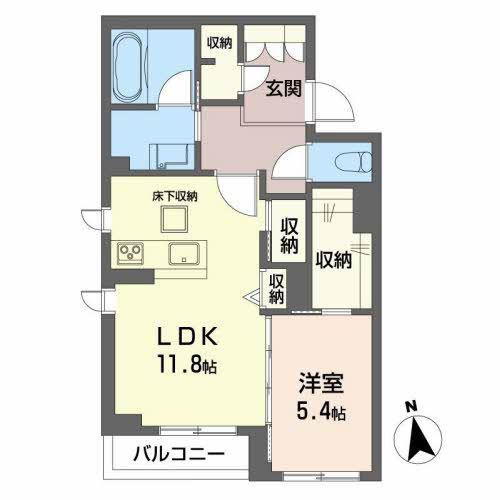 シャーメゾン宮I(1LDK/1階)の間取り写真