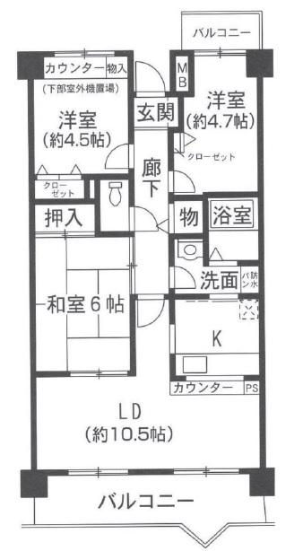 アイレックスプラザ(3LDK/5階)の間取り写真