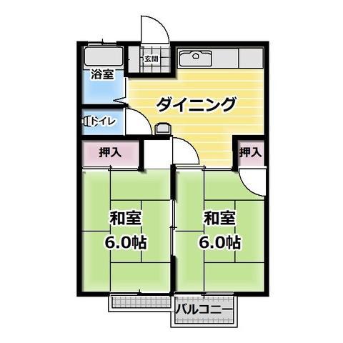 五町目一番館(2DK/2階)の間取り写真
