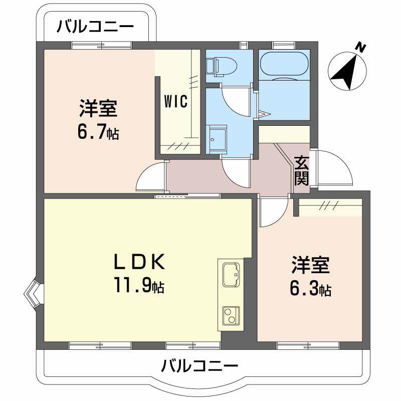 マリンバースTAGA(2LDK/1階)の間取り写真