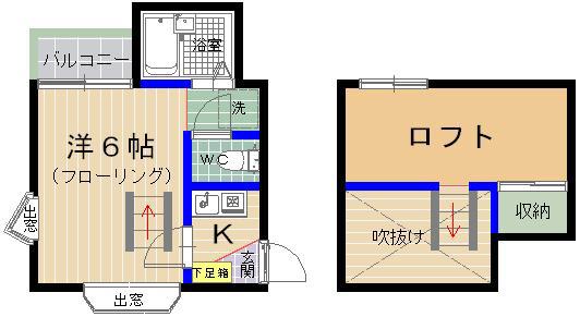 ラフィーネアルブルB棟(1K/1階)の間取り写真