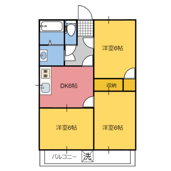 コーポ昴(3DK/2階)の間取り写真