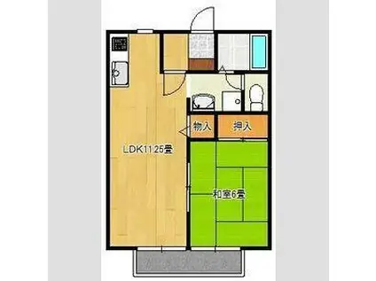 パナハイツ藪塚B(1LDK/2階)の間取り写真