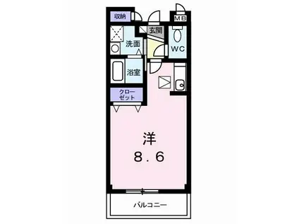 プラティークレーブIII(ワンルーム/1階)の間取り写真