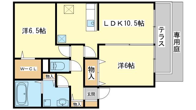 ラフィエール(2LDK/1階)の間取り写真