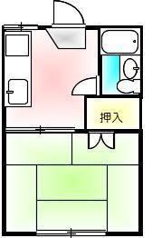 溝渕ハイツ(1K/1階)の間取り写真
