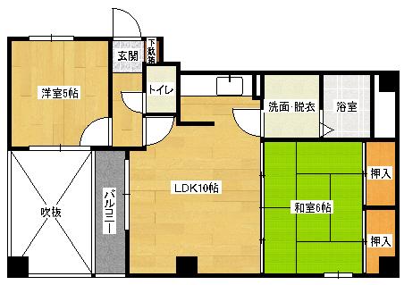 ビラ・シャレル(2LDK/5階)の間取り写真