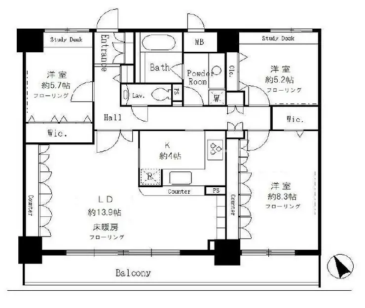 サンクレール荒川ブランガーデン 18階階 間取り