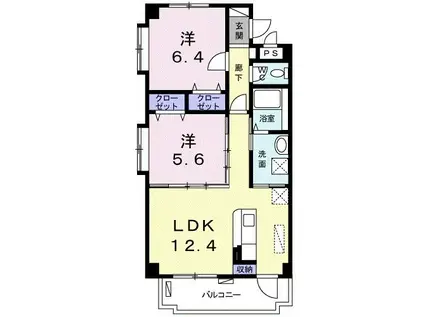 クレアビータ(2LDK/2階)の間取り写真