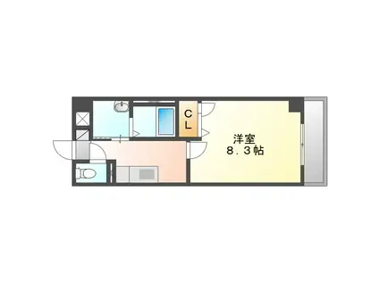 マリベール玉野(1K/3階)の間取り写真