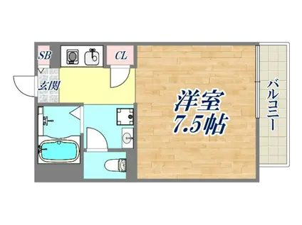 クラシス甲子園(1K/1階)の間取り写真
