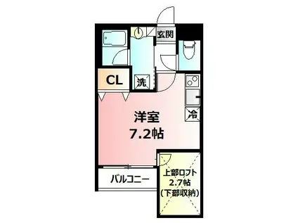 ブルックリンテラス(ワンルーム/2階)の間取り写真