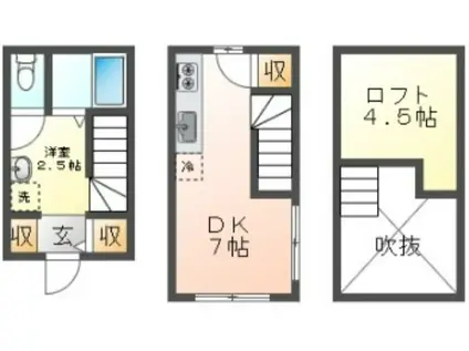 CASA COZY寺家駅前(1DK/1階)の間取り写真