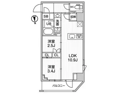 ニド新御徒町(2LDK/4階)の間取り写真