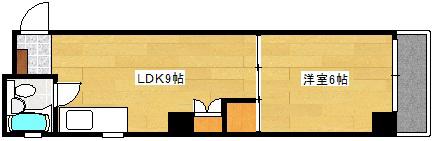 和秀三篠北町ビル(1LDK/5階)の間取り写真