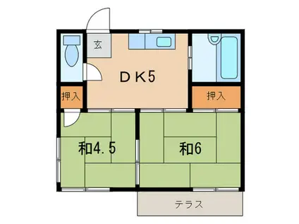 ハイツ夙川公園(2DK/1階)の間取り写真