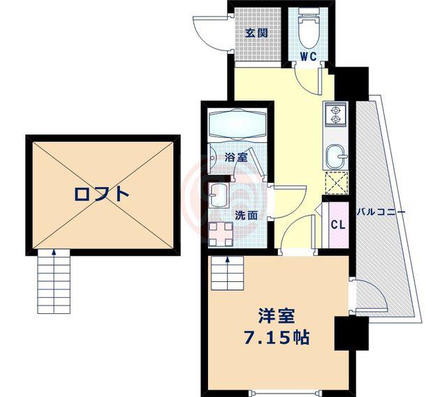 アルチェ阿倍野(1K/2階)の間取り写真