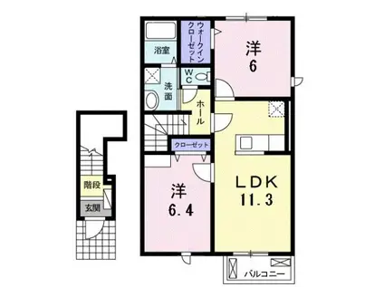アイズガーデンB LDKHTW(2LDK/2階)の間取り写真
