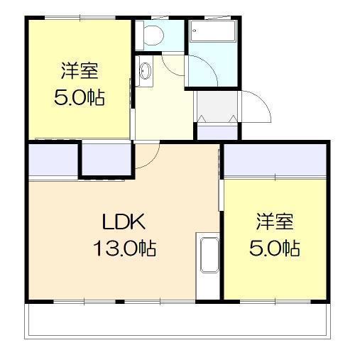 宮本アパート(2LDK/4階)の間取り写真