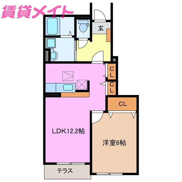 ステラK・II(1LDK/1階)の間取り写真