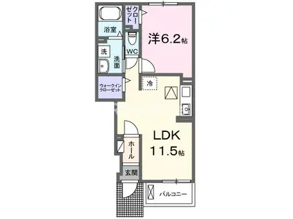 レニーレII(1LDK/1階)の間取り写真