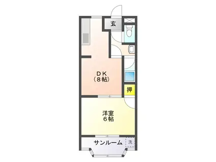 サンハイツ(1DK/2階)の間取り写真