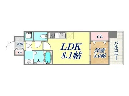 セレニテ神戸ミラクノール(1LDK/2階)の間取り写真