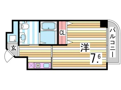 クレアール神戸(1K/3階)の間取り写真