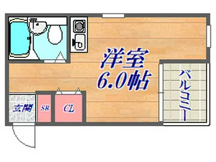 トクワ1(ワンルーム/2階)の間取り写真