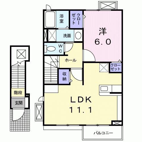 コリーヌ(1LDK/2階)の間取り写真
