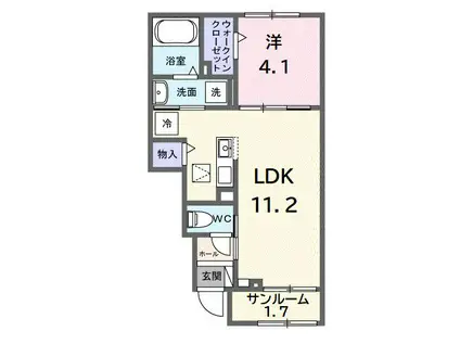 フェリス・カーサ(1LDK/1階)の間取り写真