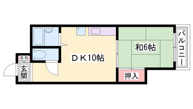 イトーピア野里(1DK/3階)の間取り写真