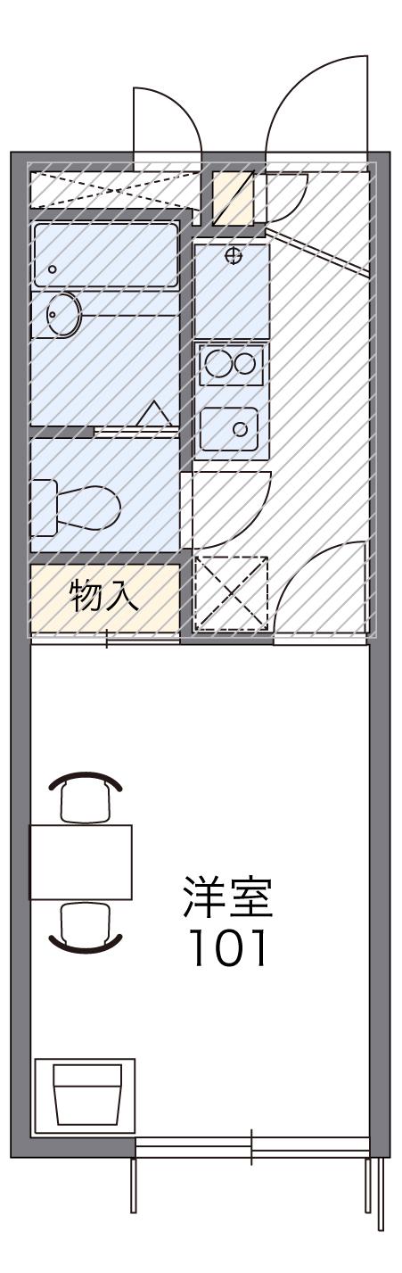 熊本県八代市 2階建 築26年(1K/2階)の間取り写真