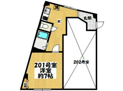 アイ・ルーブル(1K/2階)の間取り写真