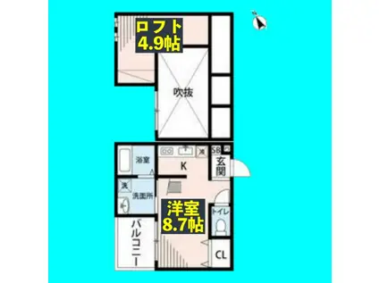 エルフパパ庄内緑地エルフパパショウナイリョク(ワンルーム/1階)の間取り写真