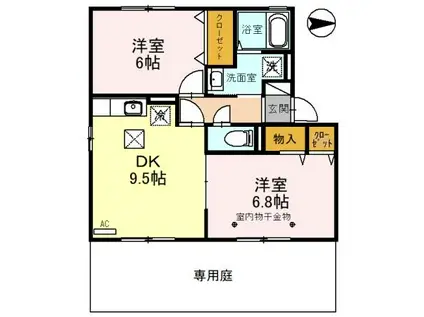 ウィル・アネックス(2DK/1階)の間取り写真