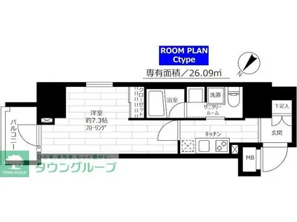 グランドコンシェルジュ蒲田(1K/12階)の間取り写真